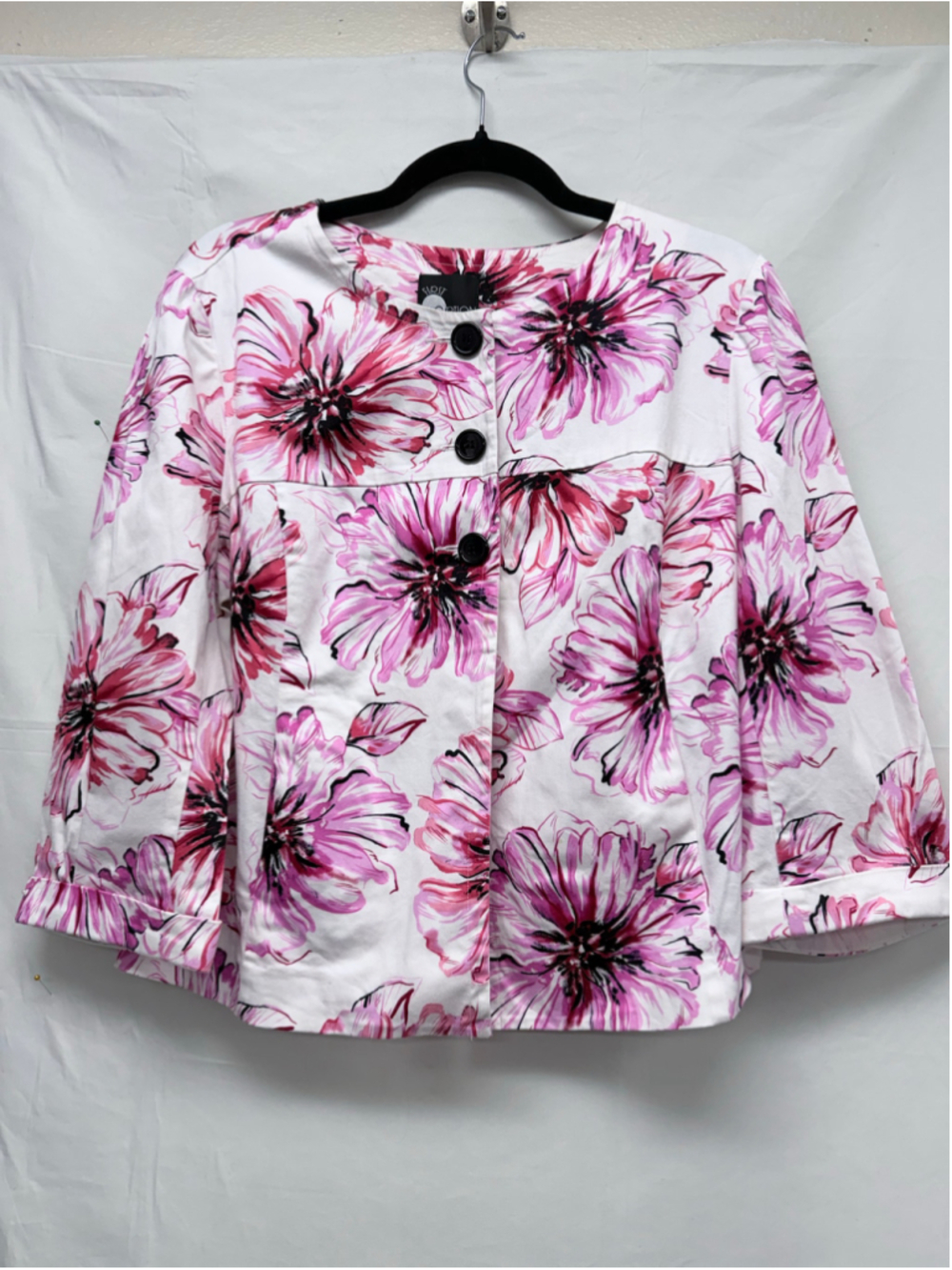 Women's Vintage First Option Floral Jacket Size M White Pink